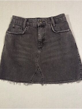 BDG Charcoal Gray Denim Mini Skirt with Raw Hem